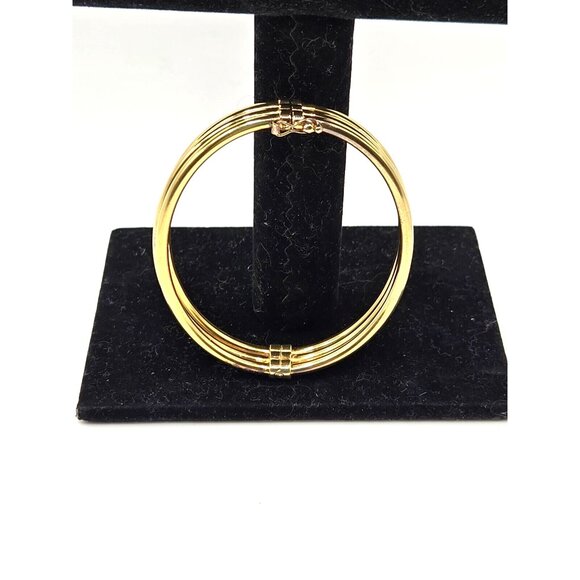 Vintage Milor Signed Sterling Gold Leaf Italian Hinged Bracelet with Safety - Picture 3 of 11